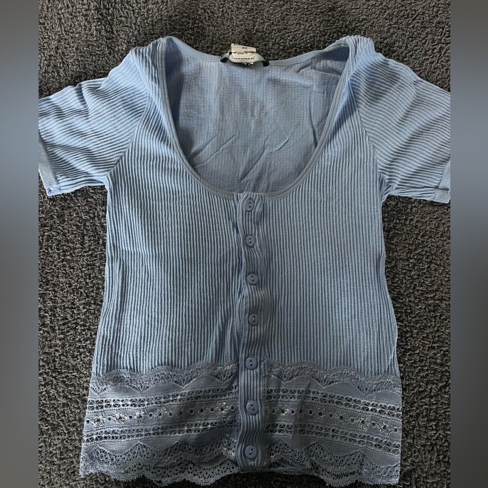 Light Blue Forever 21 Short Sleeve Shirt